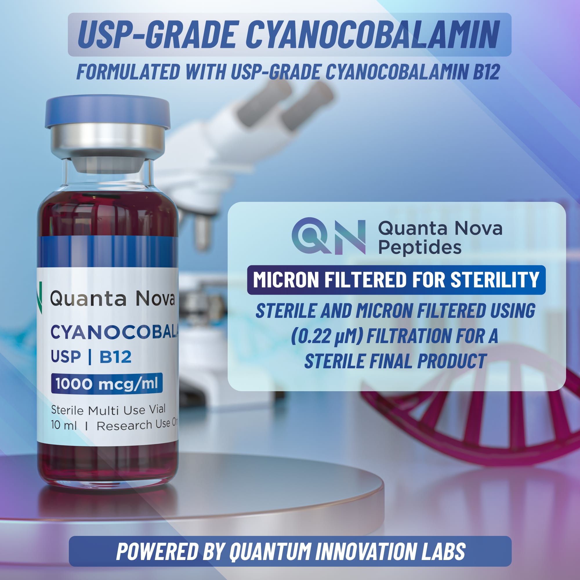 Vitamin B12 (Cyanocobalamin) 1000 mcg/mL – 10 mL Vials (4-Pack)